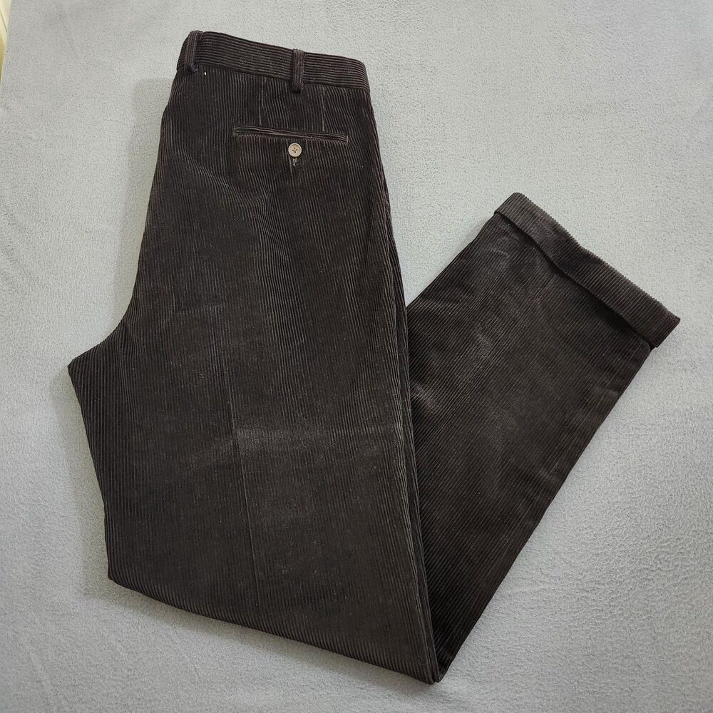 Lauren Ralph Lauren Men 38X34 Black Straight Leg Pleated Corduroy Pants - Picture 2 of 10